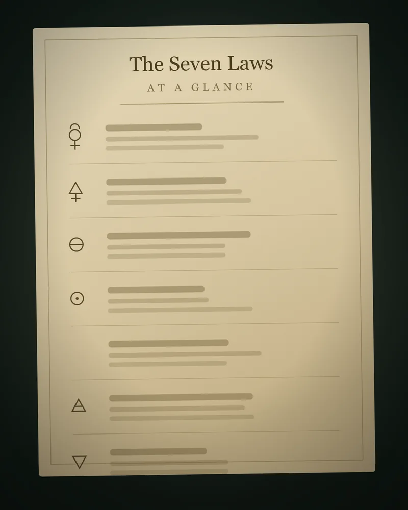 The Seven Laws at a Glance printable reference chart.